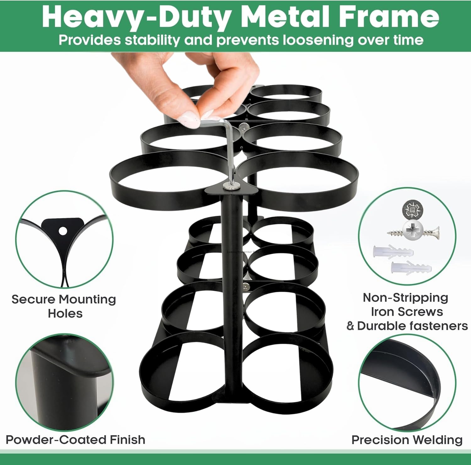 KOKAND Detachable Oxygen Tank Holder (8) for E, D, M9/C Size Cylinders - Heavy Duty Metal Storage Rack - Portable Oxygen Tank Ca