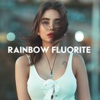 Runyangshi Rainbow Fluorite Healing Crystal Pendants, Double Pointed Natural Crystal Quartz Necklace 6 Faceted Chakra Crystal Wa