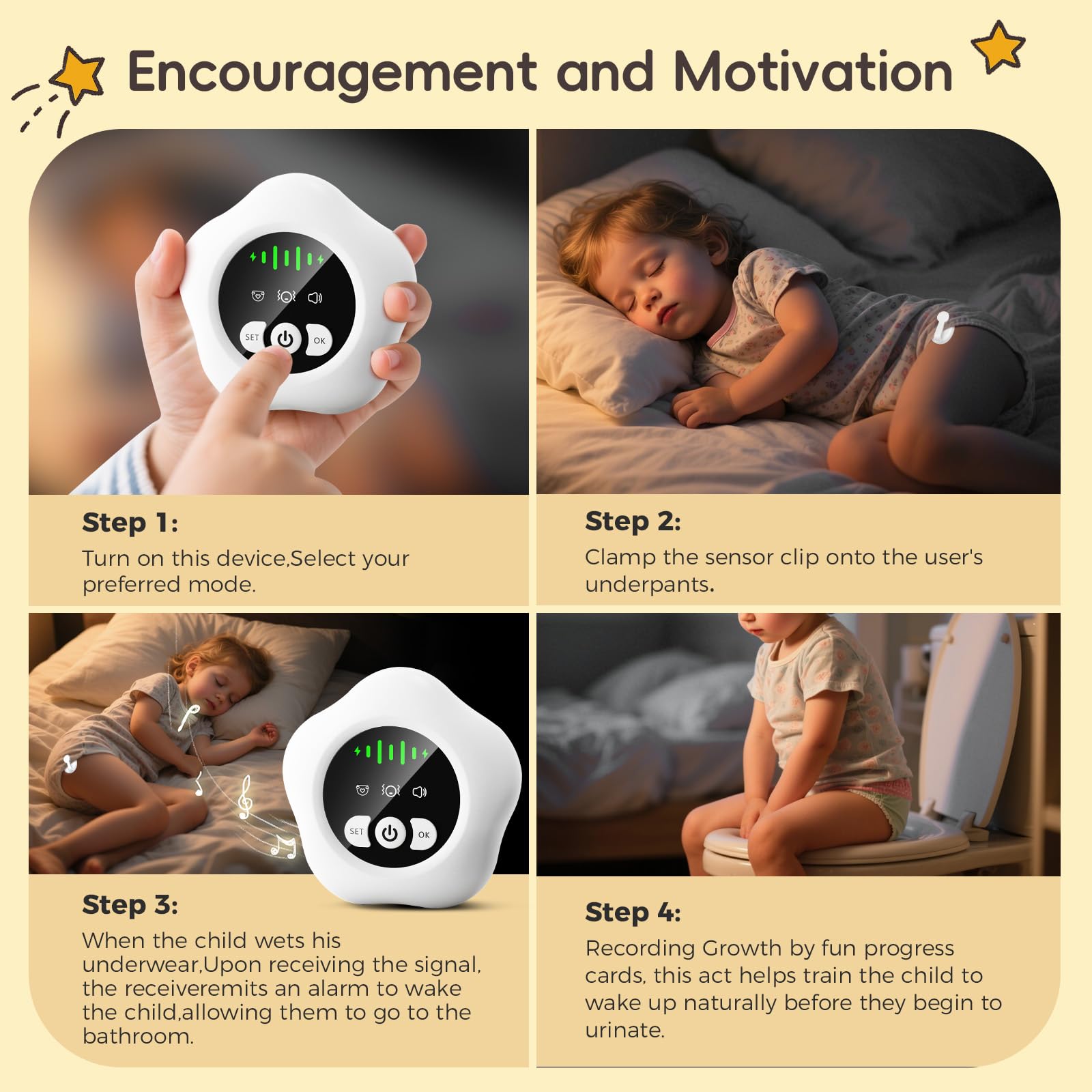 Bedwetting Enuresis Alarm Wireless for Boys and Girls,Compact & Comfortable Wireless Sensor Proven Solution for Bedwetters.Inclu
