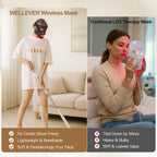 WELLEVER Red Light Therapy Mask for Face, Wireless Led Face Mask Light Therapy with 850nm Near-Infrared, 4 Modes Rechargeable Le