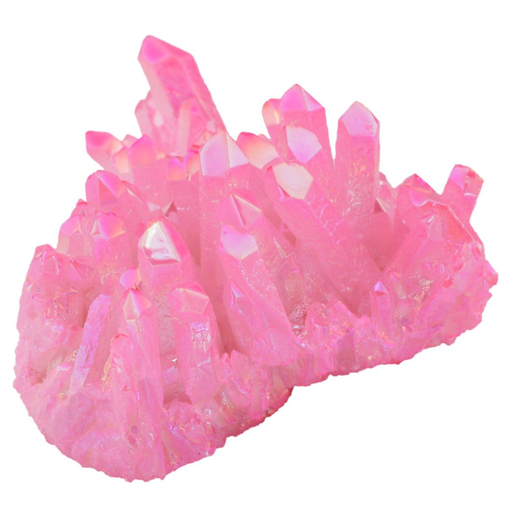 Rockcloud Healing Crystal Natural Titanium Coated Fuchsia Rock Quartz Cluster Geode Druzy Home Decoration Gemstone Specimen