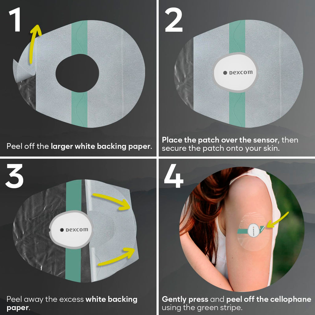 Adamson Dexcom G7 Over Patches Waterproof - 20 Clear Adhesive Patches - Transparent CGM Covers No Glue on Sensor - Strong Hold -