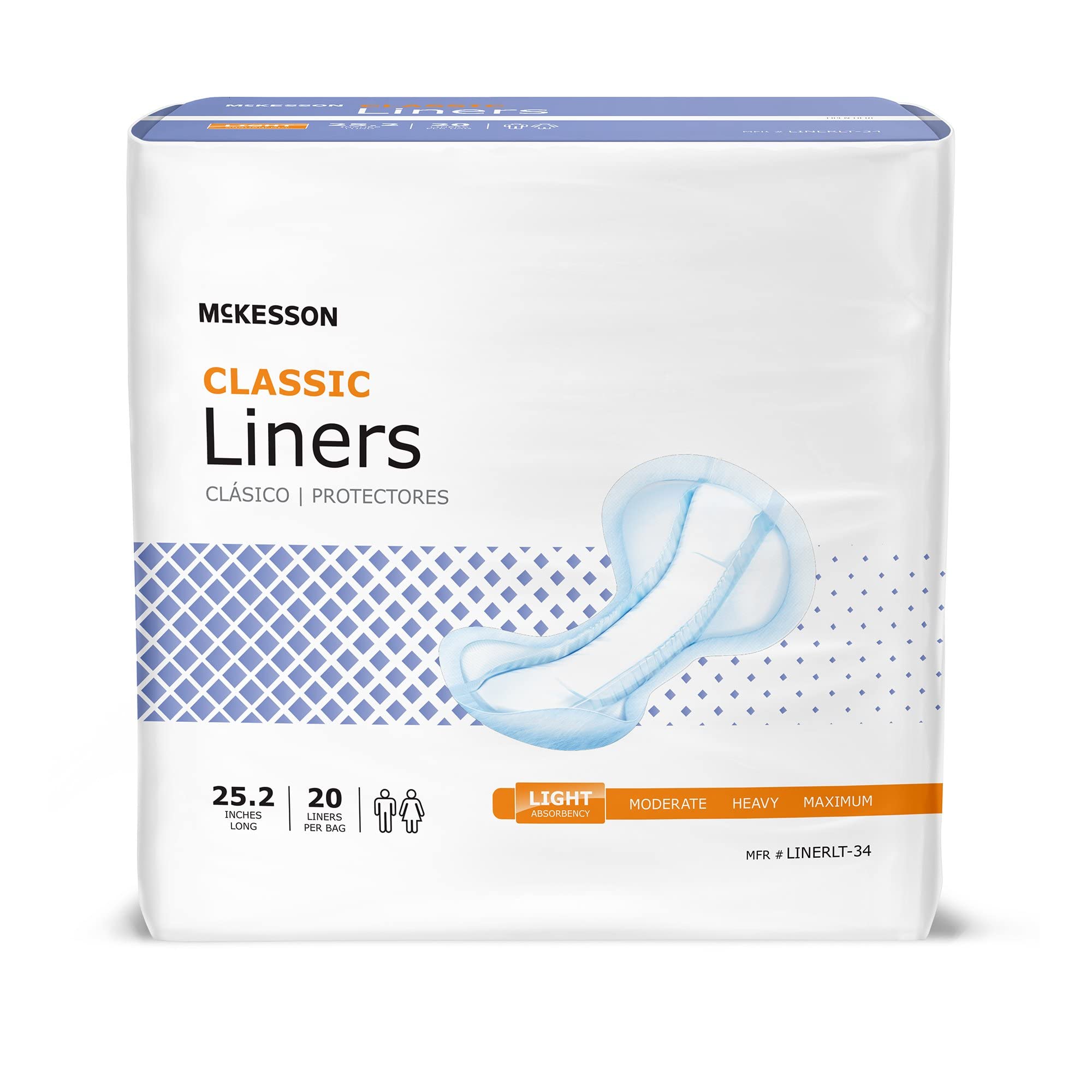 McKesson Incontinence Pads for Adult Women and Men [Pack of 80] Bladder Control and Postpartum Liners, Light Absorbency