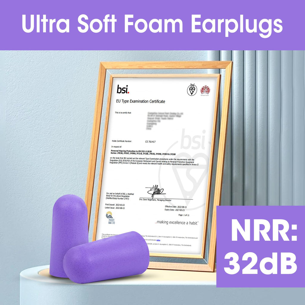 YesBes 35 Pairs Soft Foam Ear Plugs Bulk, NRR 32dB Ear Plugs for Sleeping Noise Cancelling, Ear Plugs for Concerts Swimming Shoo
