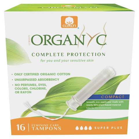 Organyc 100% Certified Organic Cotton Tampons, Bio-Based Eco-Applicator, 16 Count (Pack of 1)