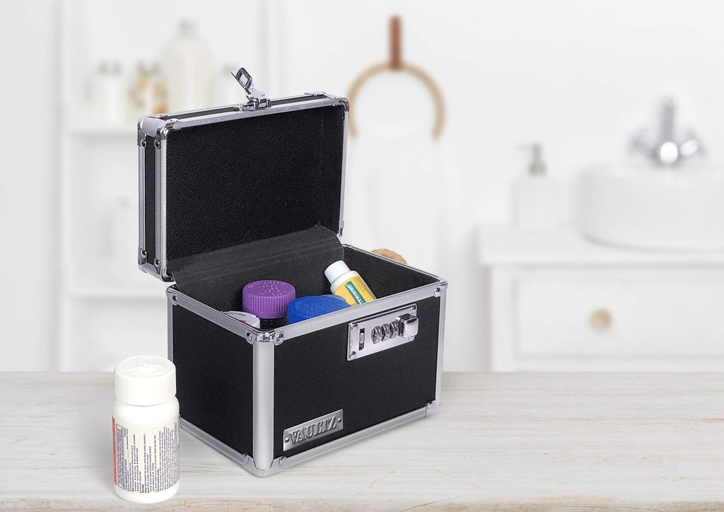 Vaultz Medicine Lock Box - 5 x 7 x 5 Inches - Secure Cabinet Safe with Combination Lock - Ideal for Medications and Small Valuab