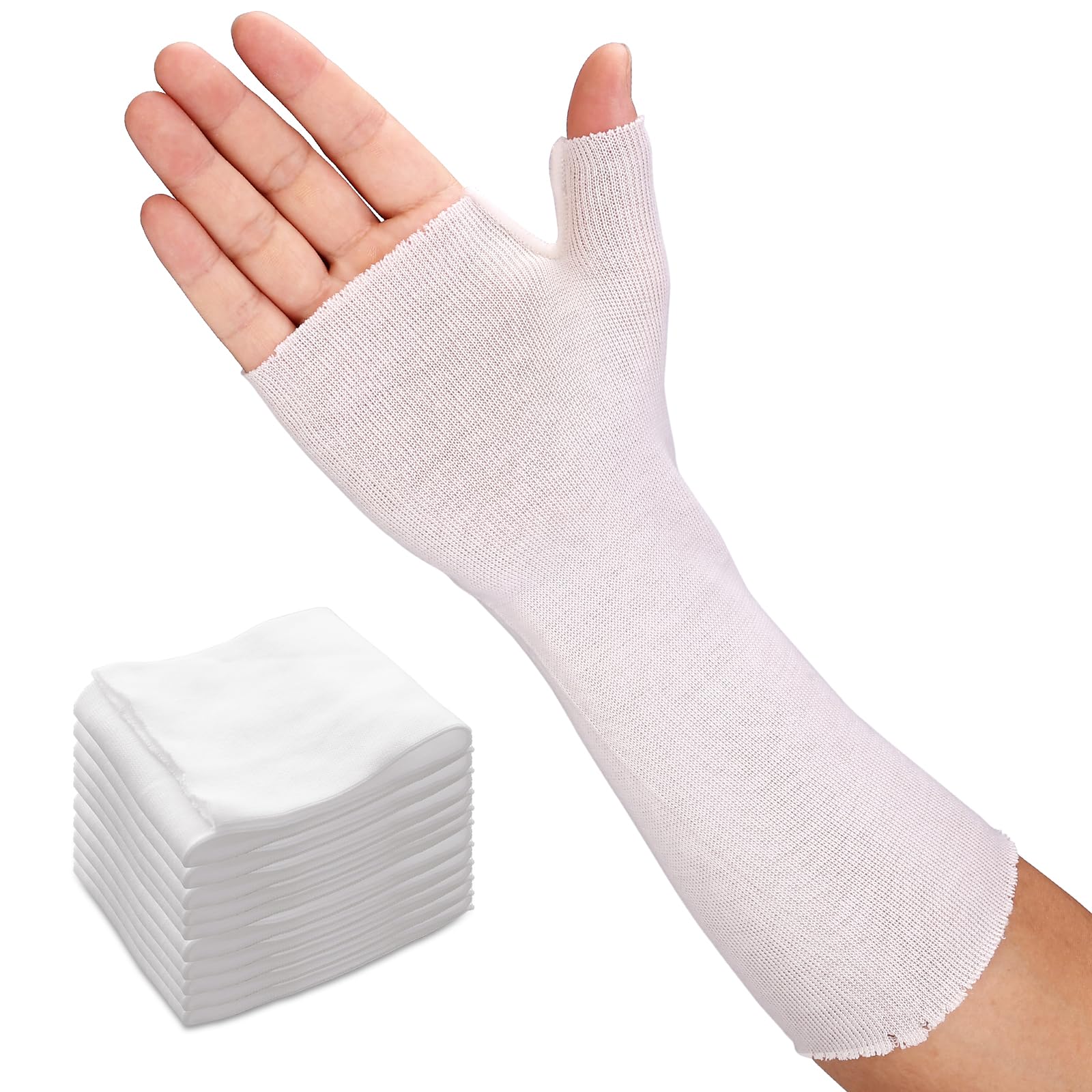 Velpeau Hand Socks for Splint (Pack of 10), Breathable, Thin Stockinette Tubing for Arm, Wrist Brace with Thumb Spica Liner, Cot