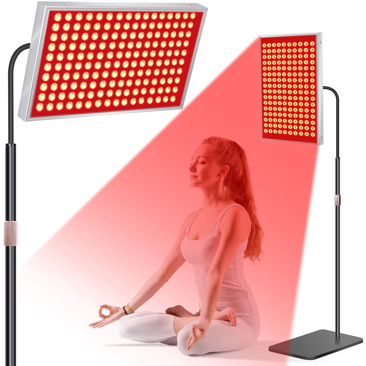 SAVILER Red Light Therapy Panel, 160 LED DualWavelength Lamp with Stand