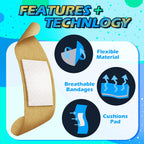 Nuanchu 100 Pieces Flexible Fabric Adhesive Bandages Assorted Bulk Fingertip Breathable Elastic Knuckle Bandages Prevent Infecti