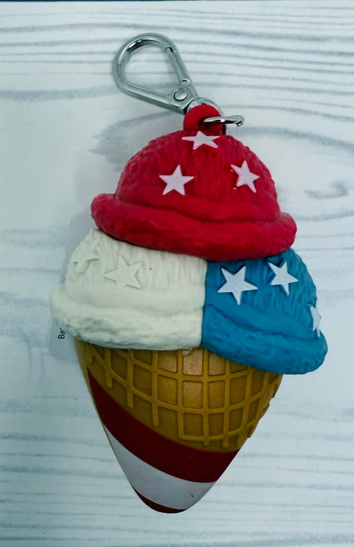 Bath and Body Works Red, White, Blue With Stars Ice Cream Cone Pocketbac Hand Sanitzer Holder