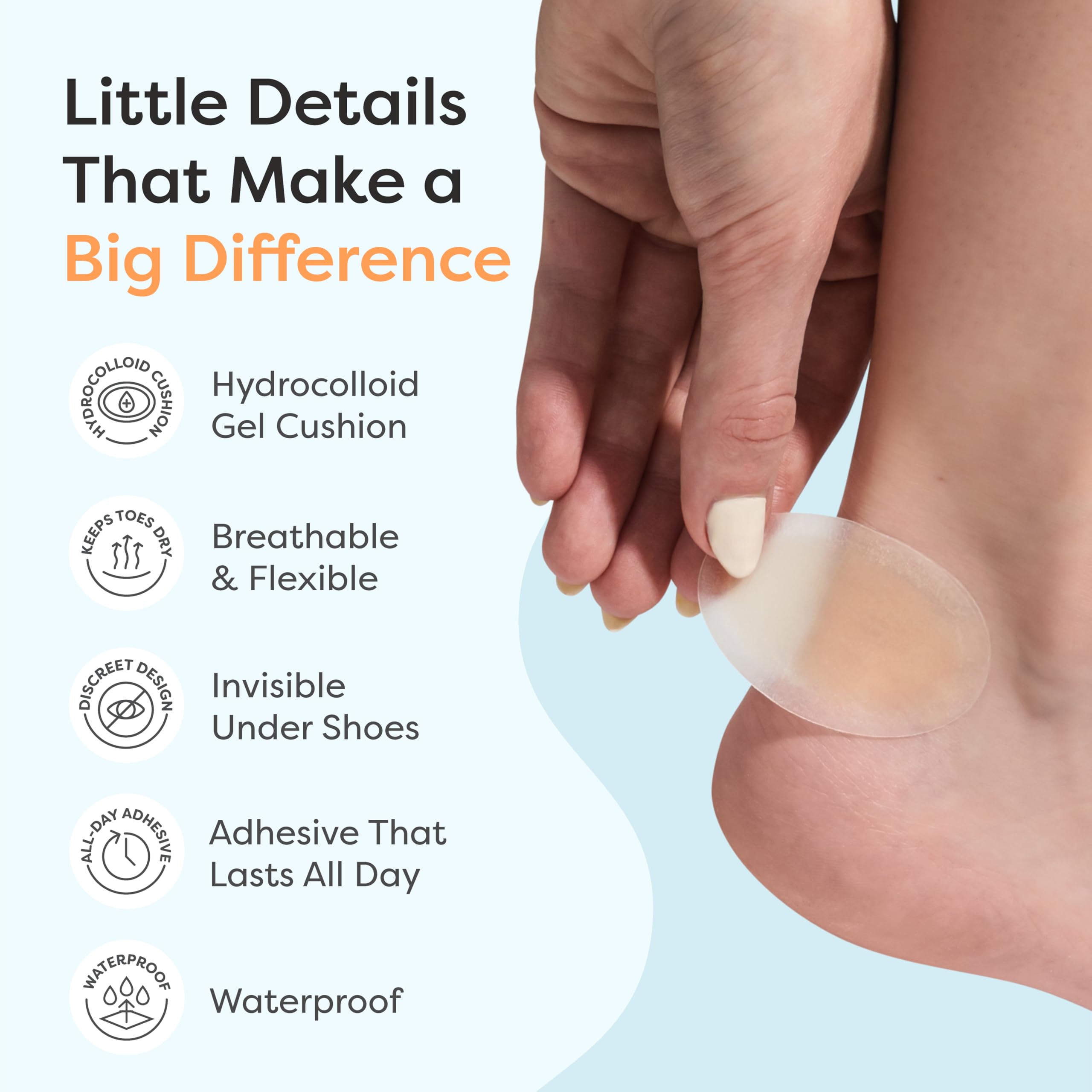ZenToes Hydrocolloid Bunion Pads - Waterproof Gel Cushions for Bunion Relief, Blister Prevention & Foot Protection - Invisible,