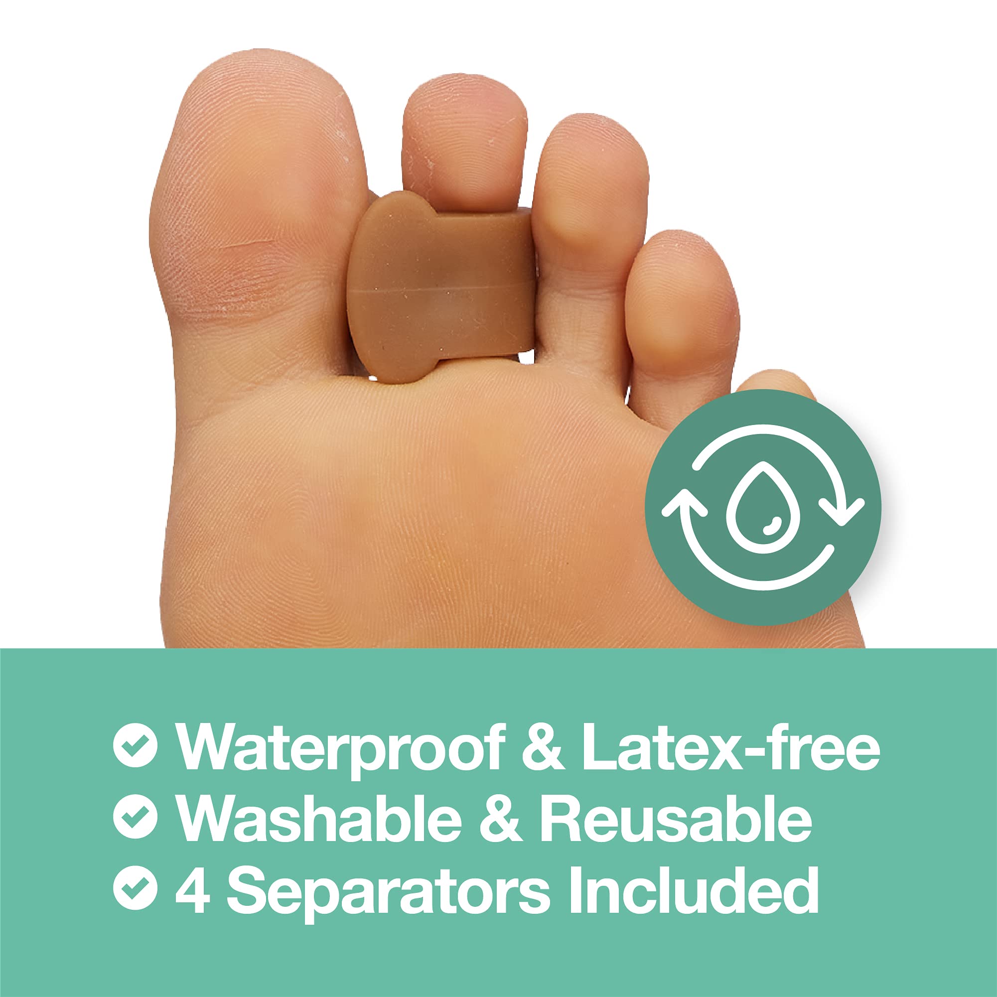 ZenToes Gel Toe Separators for Overlapping Toes, Bunions, Big Toe Alignment, Corrector and Spacer - 4 Pack (Honey)