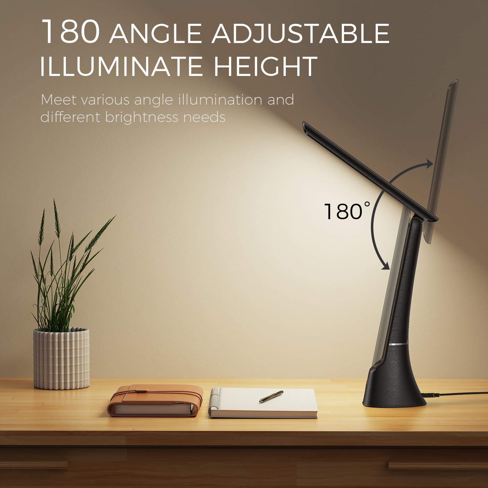Light Therapy Lamp, 10000 LUX UV-Free LED Sunlight Light, Full Spectrum Mood Light Hayyp Lamp, Touch Control Desk Lamp with Nigh