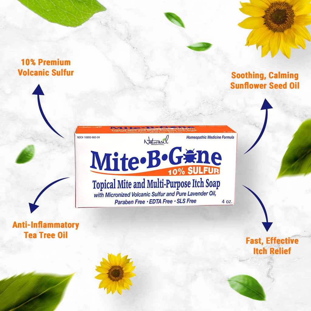 Mite-B-Gone Relief Soap - Fast Anti-Itch Soaps for Human Mites, Insect & Mosquito Bites, Itching & Discomfort | Kid Safe | Effec