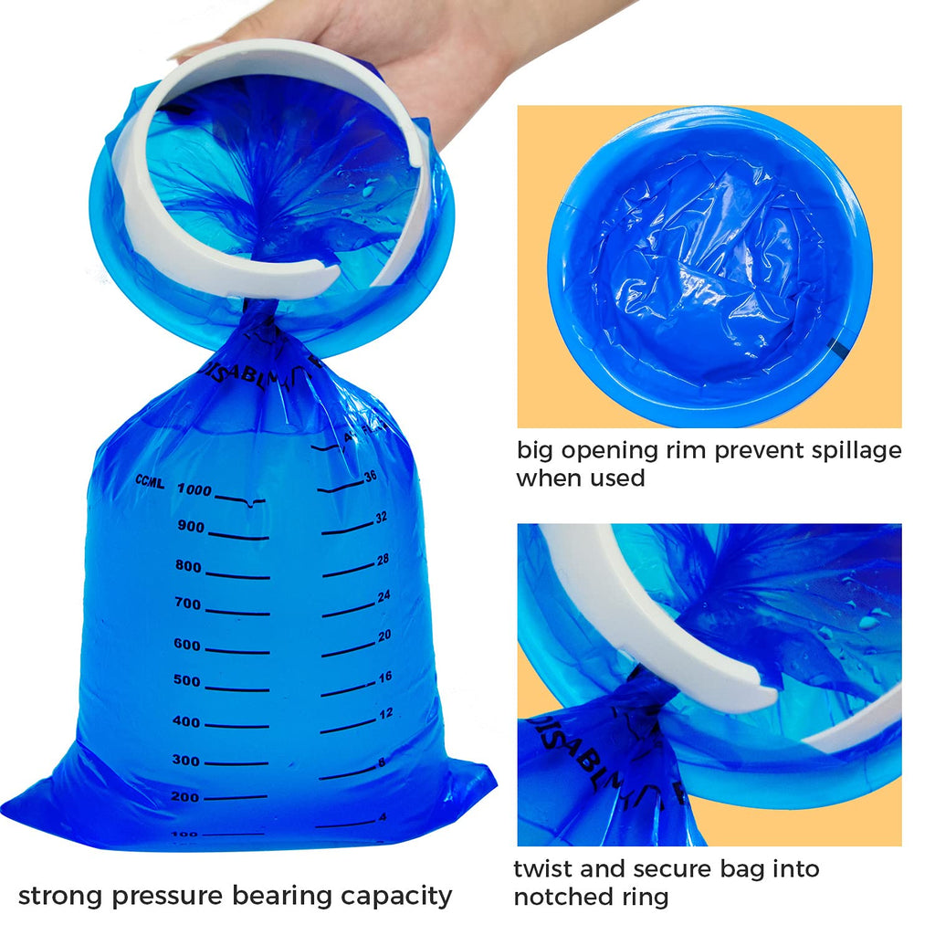 CDThinkingU Emesis Bags Disposable for Car Kids Adult, 30 Pack Leak Resistant Vomit Bag -1000ML Medical Grade Pure Barf hrow Up
