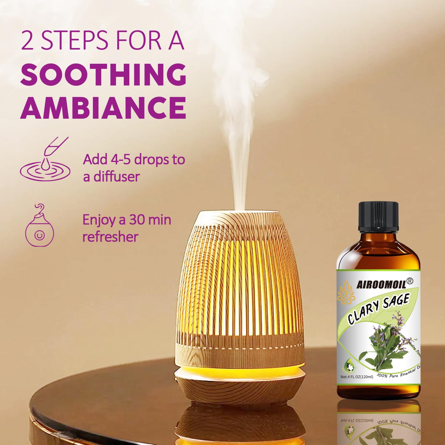 Clary Sage Essential Oil Pure Aromatherapy for Natural Scent Oils for Diffusers,Hair, DIY & Massage 4 Fl Oz