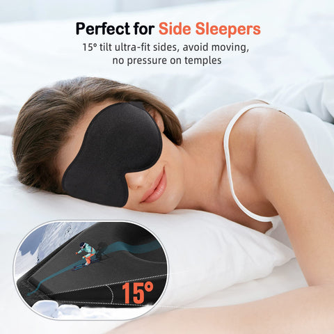 LitBear Sleep Mask for Side Sleeper Women Men, Eye Mask for Sleeping Light Blocking, 3D Contoured Cup Sleeping Mask, Soft Breath