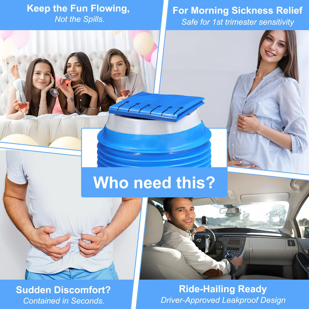 100 Pack Emesis Vomit Bags for Car, 1000 ml Blue Portable Nausea Bag for Pregnant Women, Leak Proof Puke Throw Up Nausea Bags fo