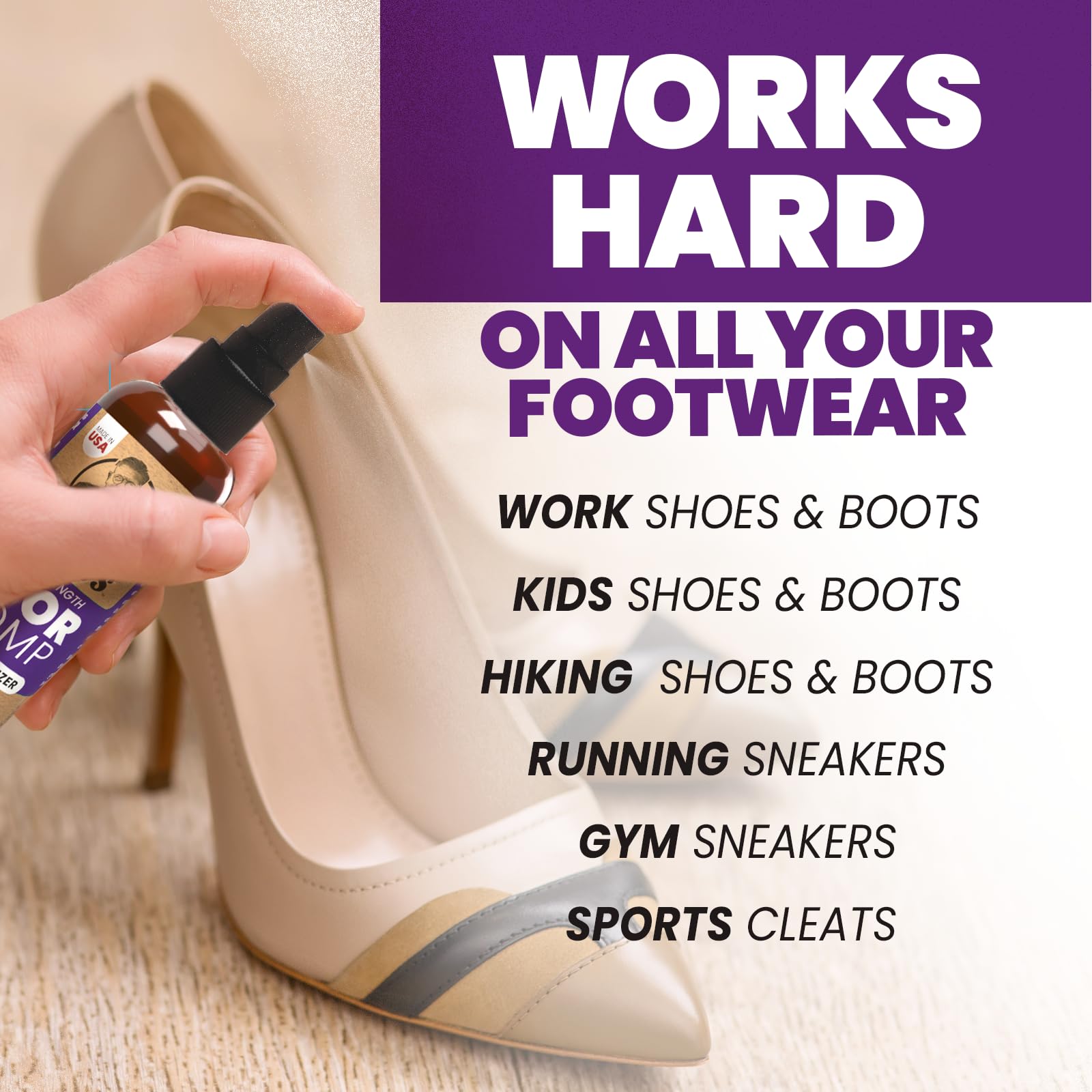 Uncle Todds Shoe Deodorizer Spray - Proven & Powerful Enzyme Formula Spray for Shoe Odor Elimination in All Footwear (Midnight