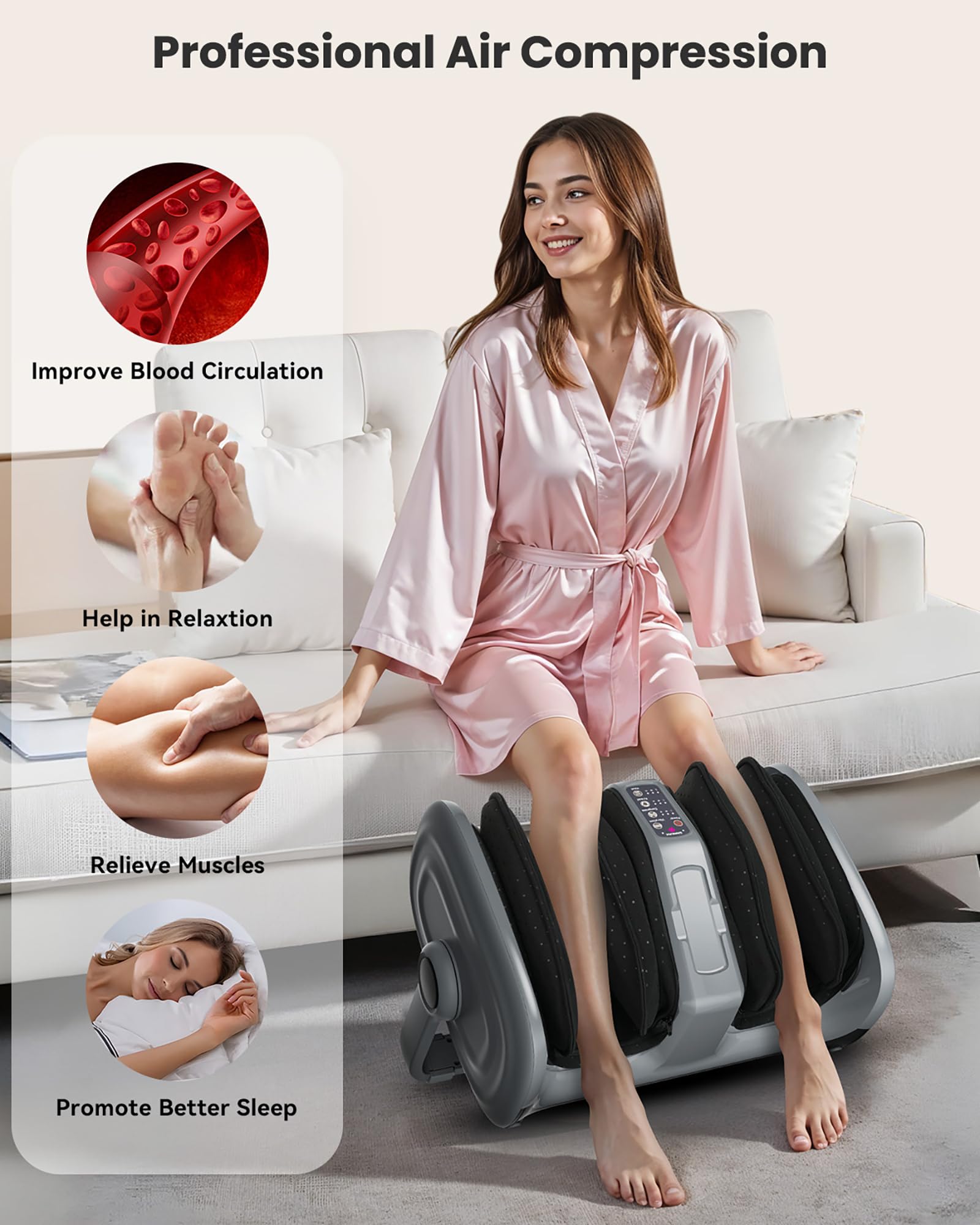 Snailax Shiatsu Foot Massager with Heat, Foot Calf Massager for Plantar Fasciitis, Deep Kneading Rolling Compression, Leg Massag