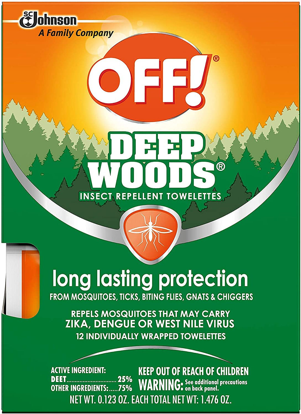 OFF! Deep Woods Insect Repellent Towelettes, 12 Count (Pack of 6)