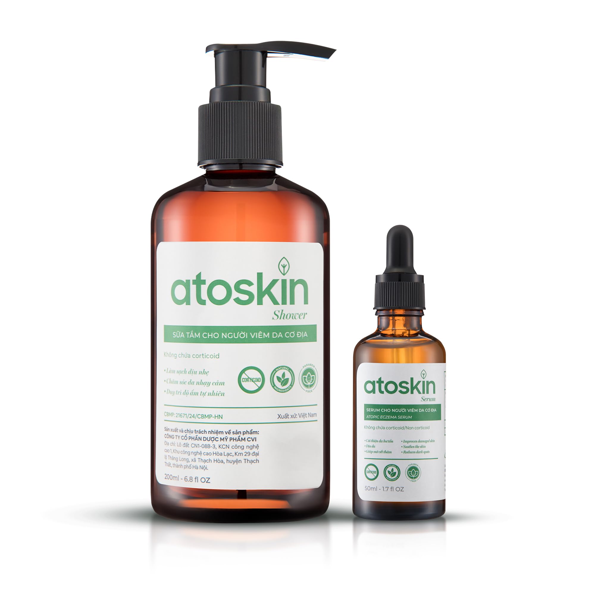 Atoskin Shower & Serum - for Eczema, Psoriasis, Dry, Itchy Skin - with RicoBio JA7 is a Natural Herbal Extract.