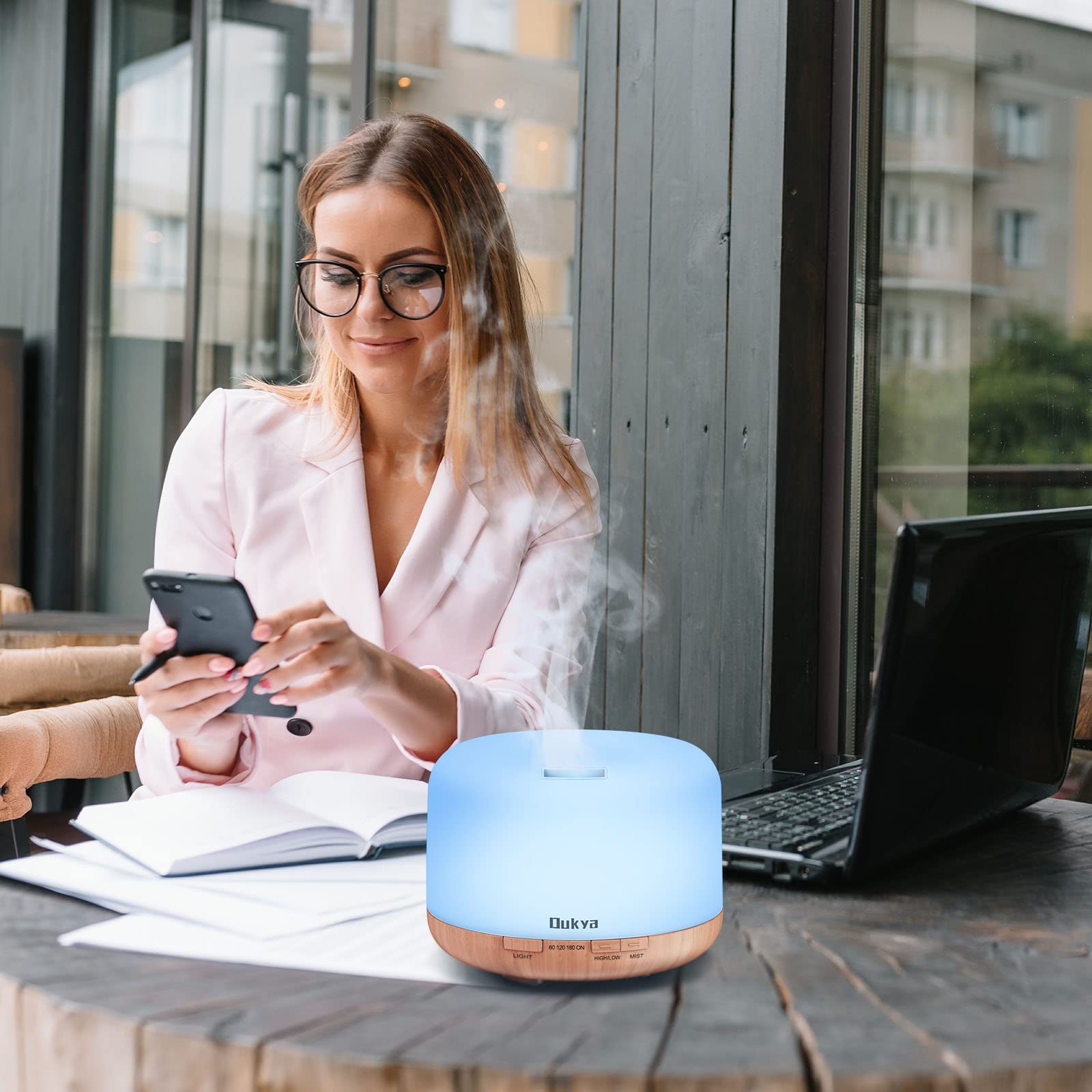Dukya 500ml Essential Oil Diffuser, 5 in 1 Ultrasonic Aromatherapy Fragrant Oil Humidifier Vaporizer, Timer and Auto-Off Safety