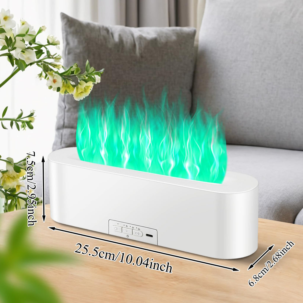 Timeable Flame Air Humidifier, Upgrade 7 Color Flame Fire Lights Essential Oil Diffuser Waterless Auto Off 150ml Aromatherapy Di