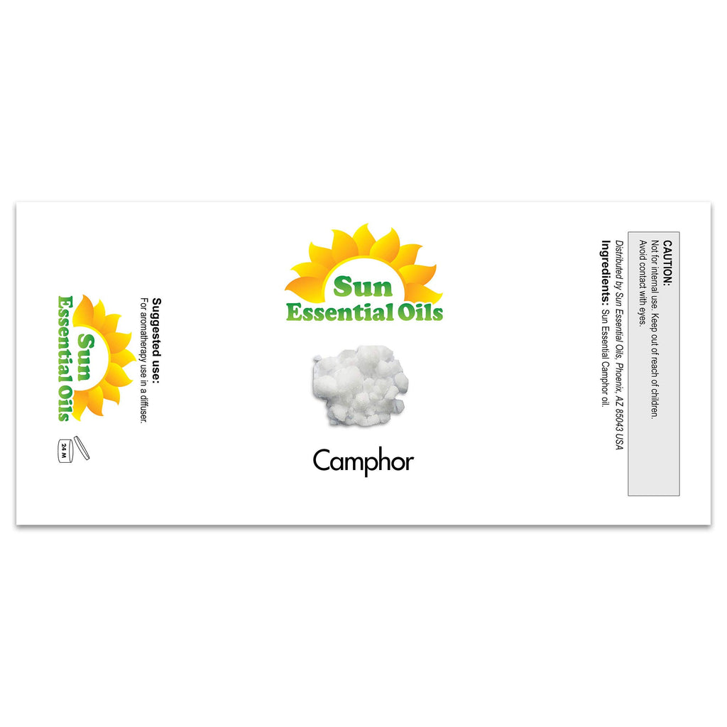 Sun Essential Oils - 16 oz Camphor Essential Oil with Dropper for Diffuser, Skin, Aromatherapy Massage, Humidifier, Crisp Scent