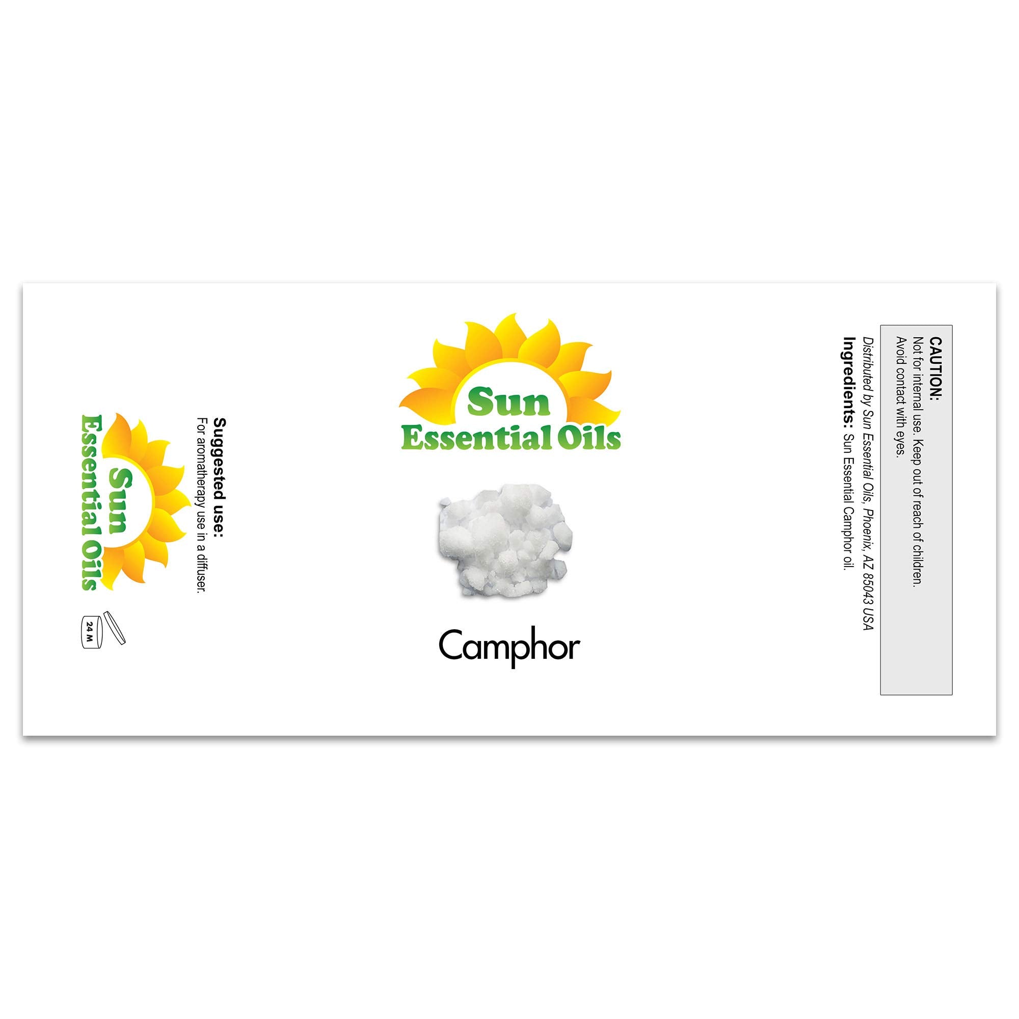 Sun Essential Oils - 16 oz Camphor Essential Oil with Dropper for Diffuser, Skin, Aromatherapy Massage, Humidifier, Crisp Scent