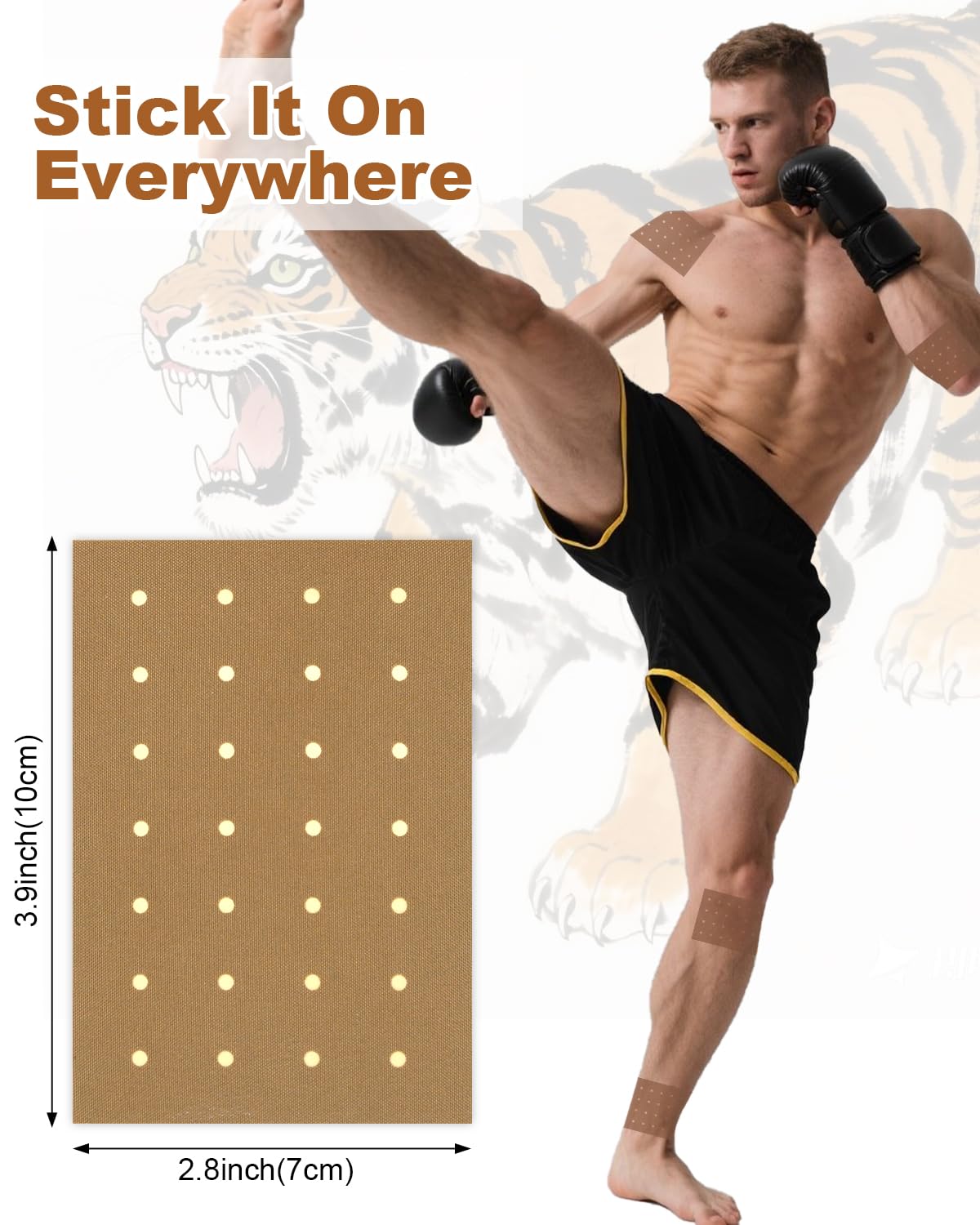 MQFORU Tiger Patches, 60 Pcs Chinese Tiger Plaster, Natural Herbal Adhesive Plasters for Muscle Joint Purposes, Maximum Strength