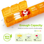AUVON Monthly Pill Organizer Moistureproof, Large 28 Days Pill Case with Removable 4 Weeks Pill Box Rows, Travel-Friendly Pill C
