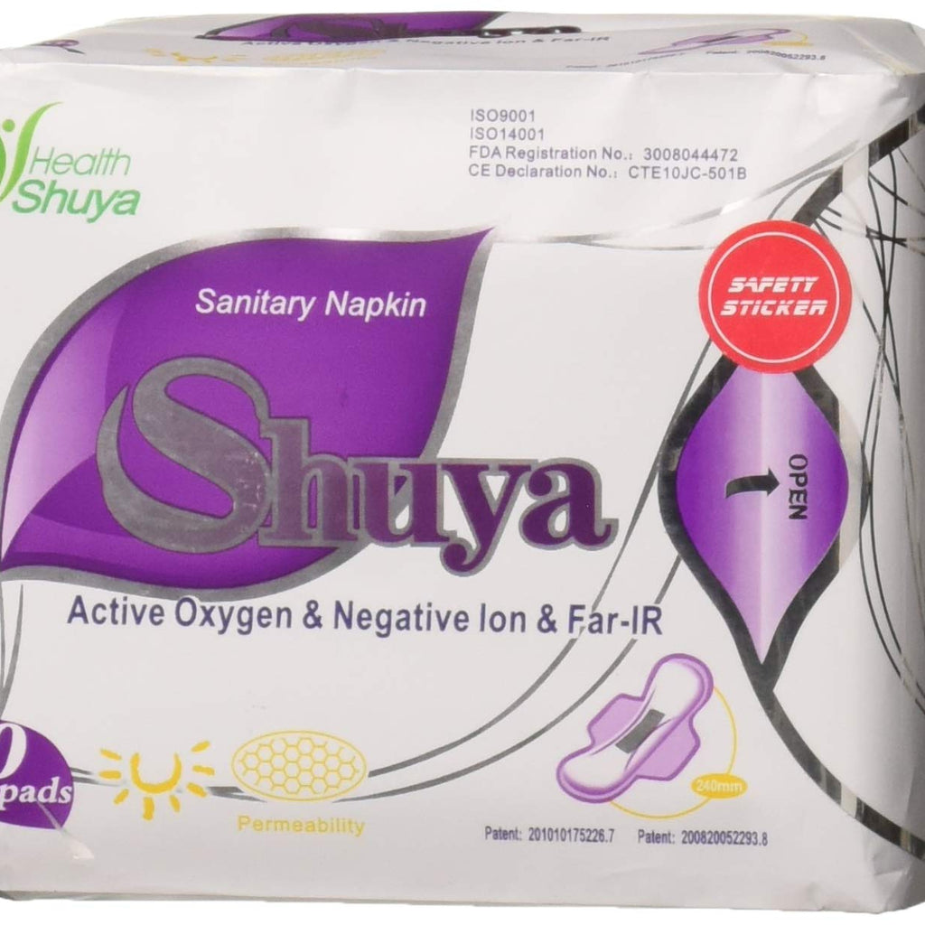 SHUYA Ultral Thin Patented Negative ion Pads for Women with Wings, Aluminum foil Package Super Absorbency,Mint Herbal Scented Sa