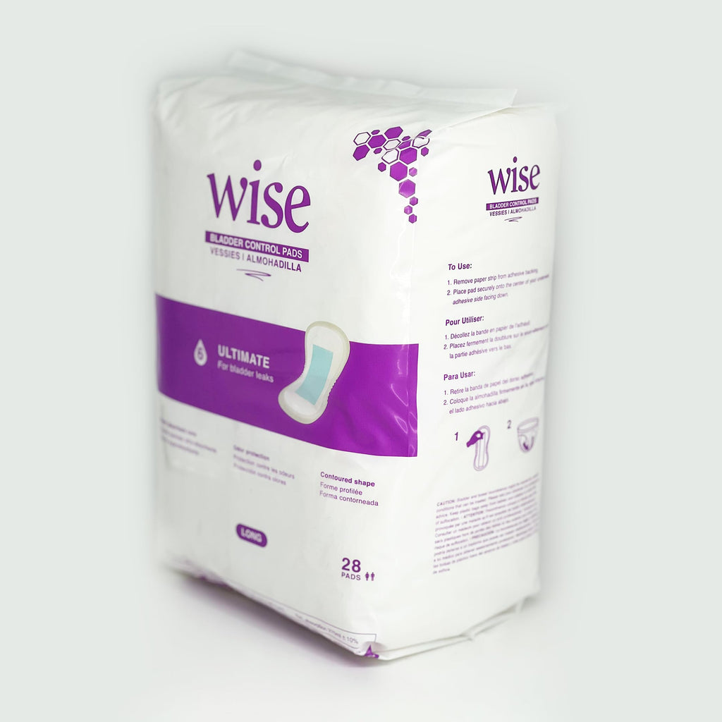 Wise Incontinence Pads for Women Ultimate Absorbency, Bladder Leakage & Odor Control Pad, Long Length, 56 Counts (2 Pack of 28)