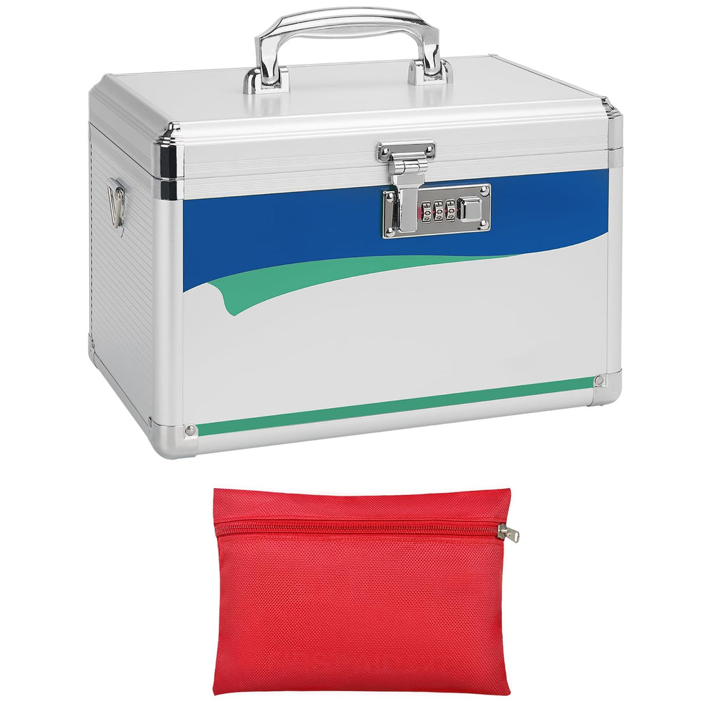 LOCKCURX Medication Lock Box - Childproof Medicine Box with Combination Lock, Medical Storage Case with Tray, Travel First Aid K