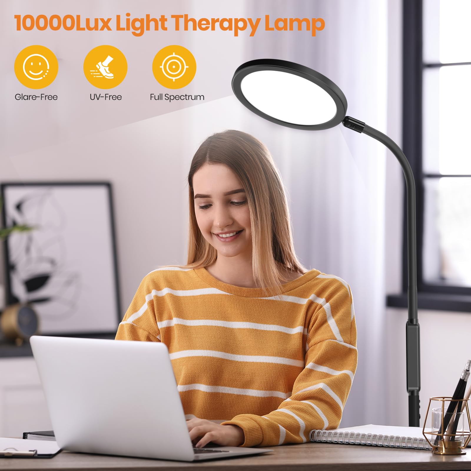 LASTAR LED Desk Lamp with Clamp, Remote Control & Touch, Desk Lamp for Home Office 5 Brightness/4 Colors/4 Timer/Memory/ 360 Fle