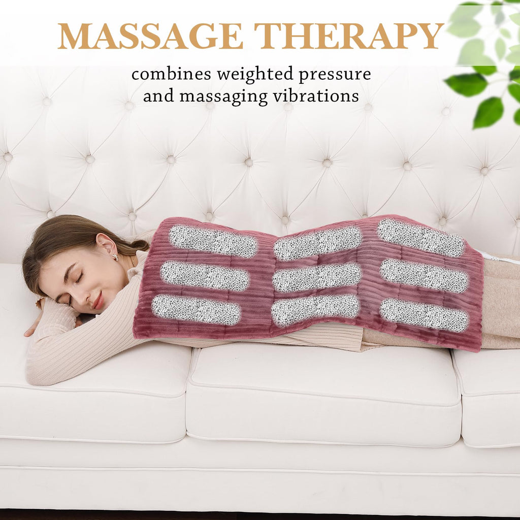 Weighted Heating Pad with Massager Electric Heating Pad for Back with Massaging Vibration, 3 Heating Levels & 3 Massage Types, X