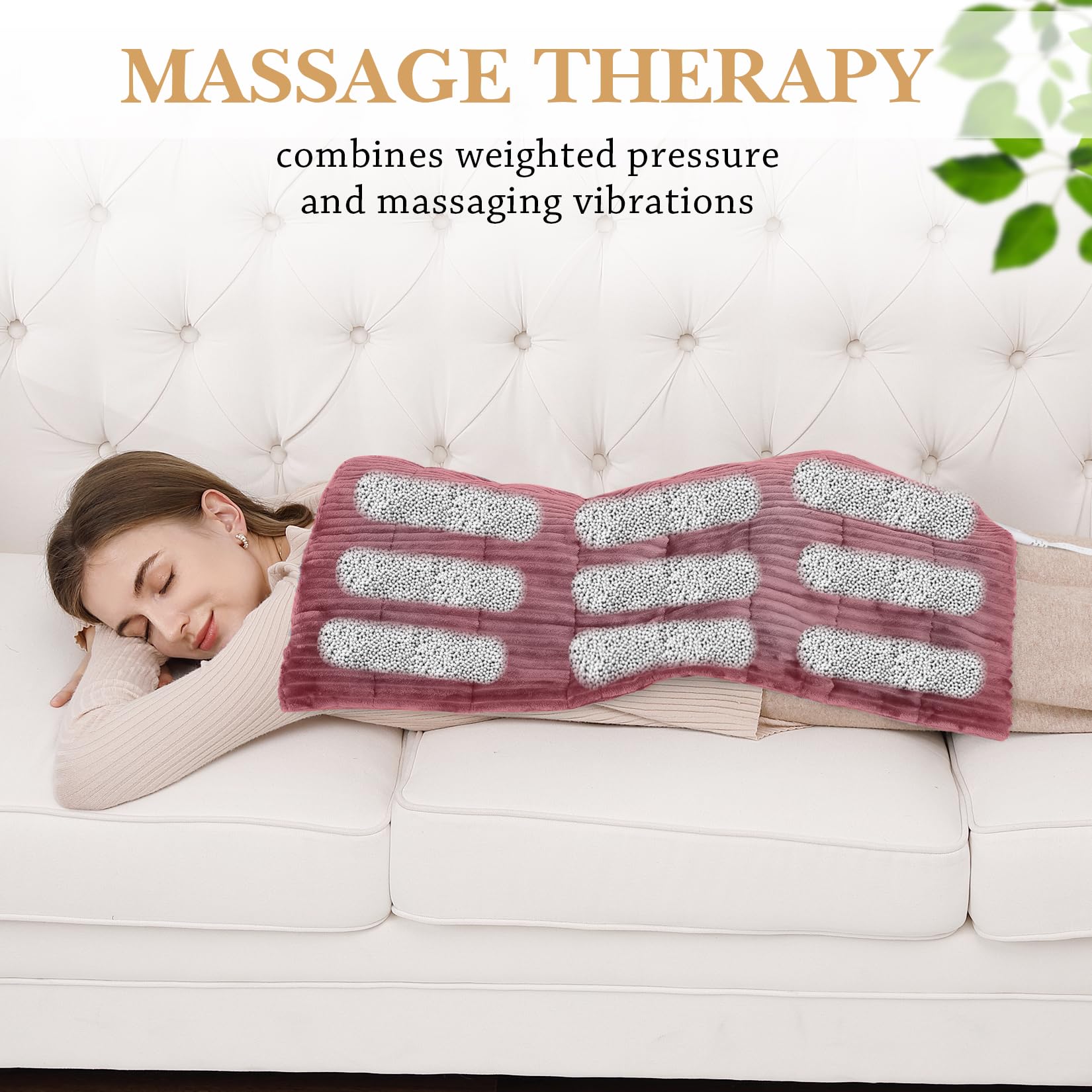 Weighted Heating Pad with Massager Electric Heating Pad for Back with Massaging Vibration, 3 Heating Levels & 3 Massage Types, X