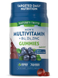 Mens Multivitamin Gummy | 70 Count | Vegetarian, Non-GMO, Gluten Free | with B12, D3, Zinc | Blueberry Flavor | by Natures Trut