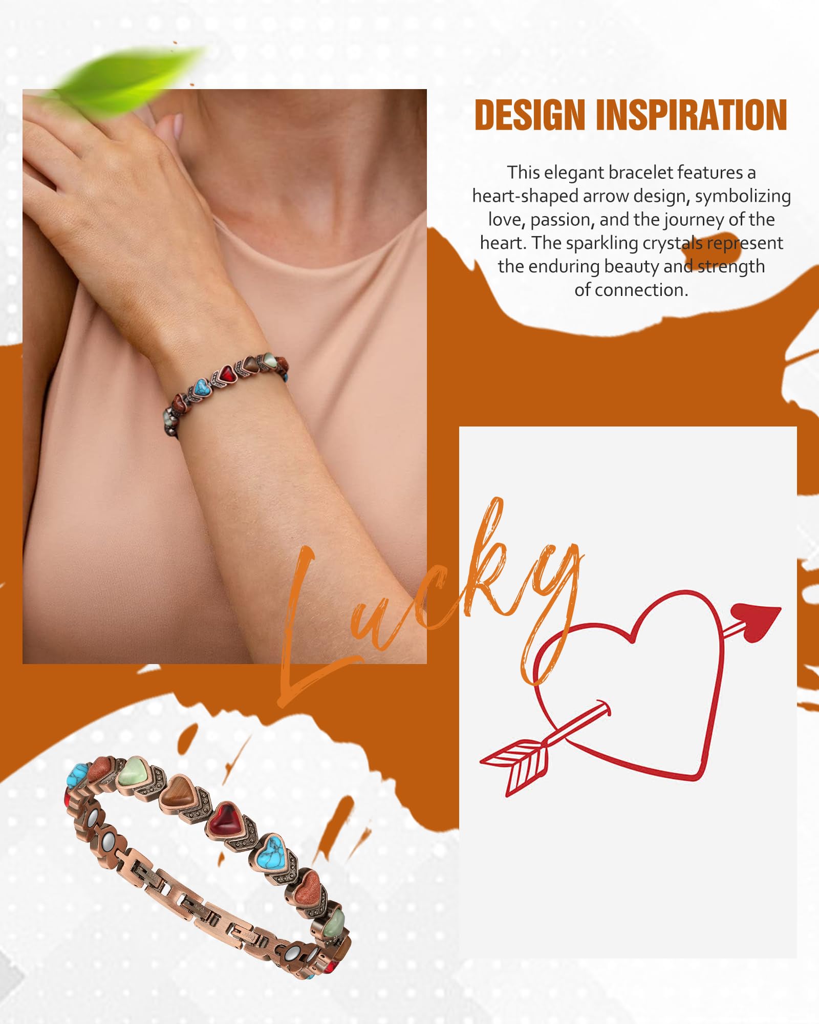 Jecanori Copper Bracelets for Women, Effective Magnetic Bracelets for Women with 3800 Gauss Ultra Magnets and Sizing Tool