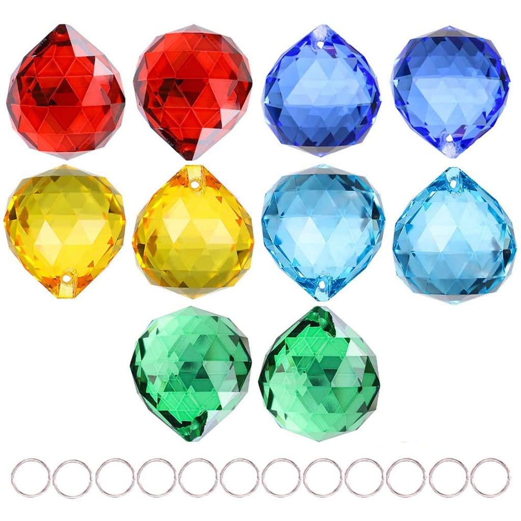 10 Pack Crystal Ball 1.18/30mm Prism Sun Shine Catcher Rainbow Pendants Maker, Hanging Crystals Prisms for Windows, for Feng Shu