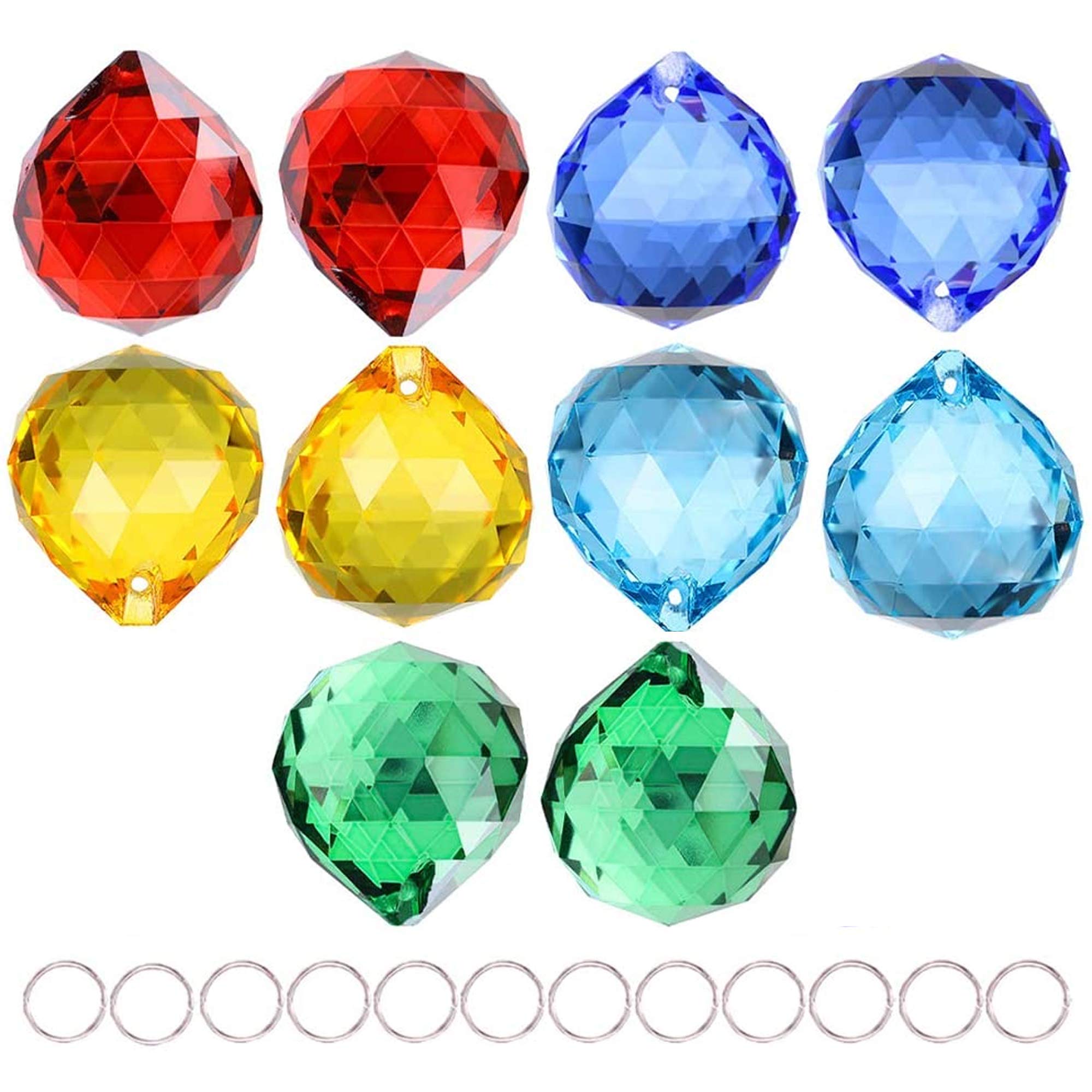 10 Pack Crystal Ball 1.18/30mm Prism Sun Shine Catcher Rainbow Pendants Maker, Hanging Crystals Prisms for Windows, for Feng Shu