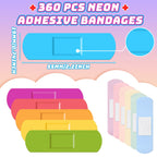 Yinder 360 Pcs Kids Bandages Bulk Colorful Flexible Bandages Neon Waterproof Breathable Strip Protect Cuts and Scrapes for Child