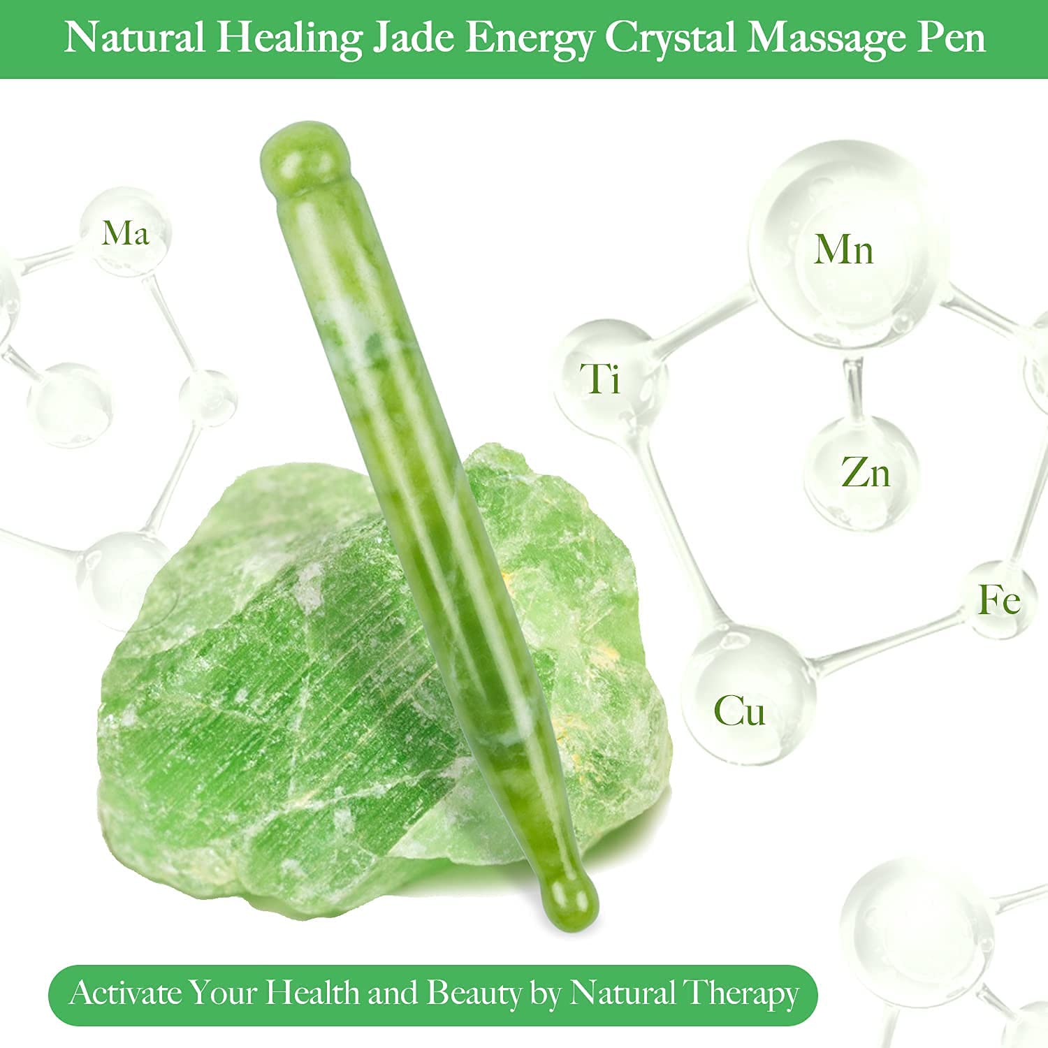 LEOSENSE Jade Acupuncture Pen, Natural Jade Gua Sha Acupressure Tool, Deep Tissue Trigger Point Massager, Reflexology Pressure P