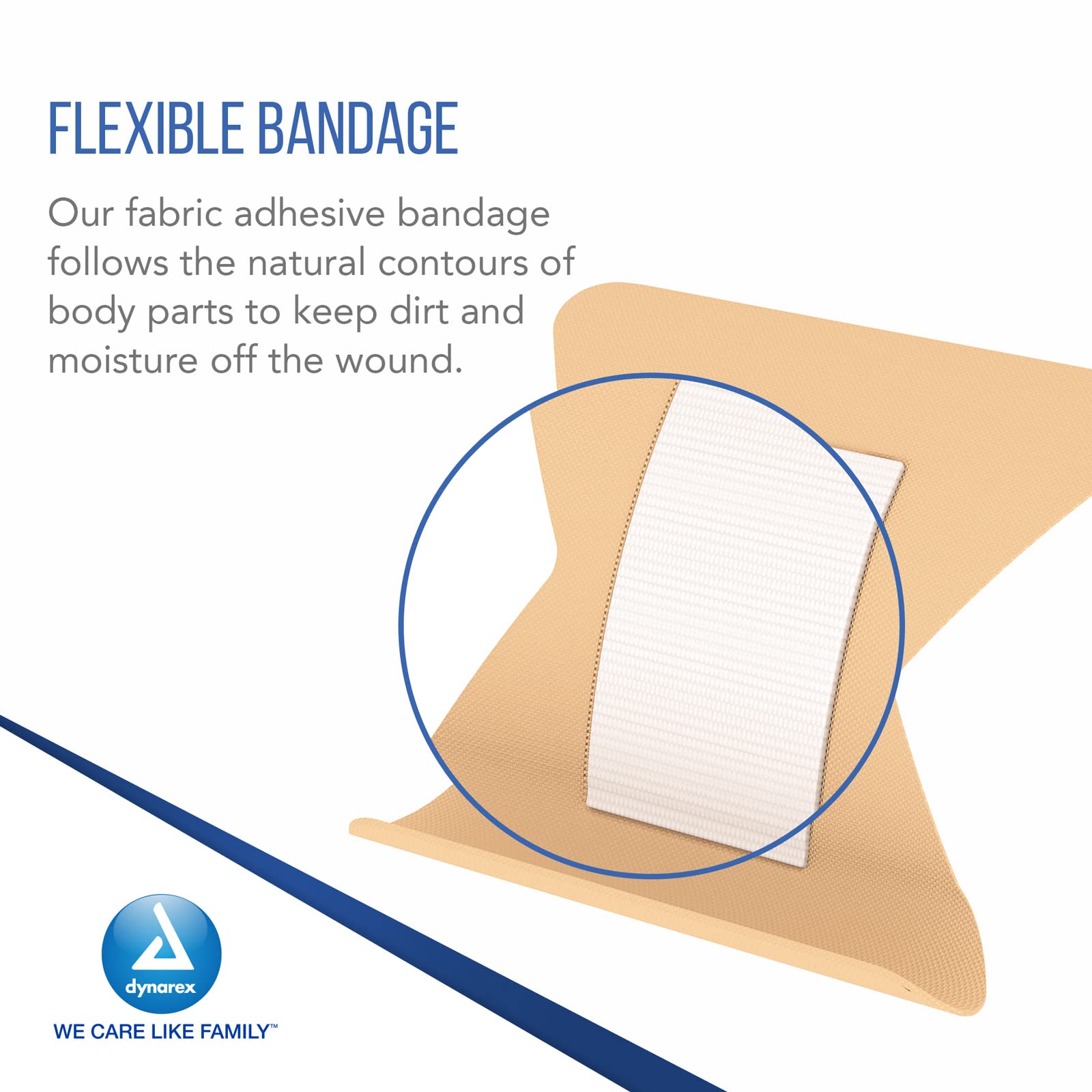 Dynarex Fabric Adhesive Bandages - Sterile & Flexible Fabric Bandages for Wounds - Non-Stick Pads - Individually-Wrapped First A