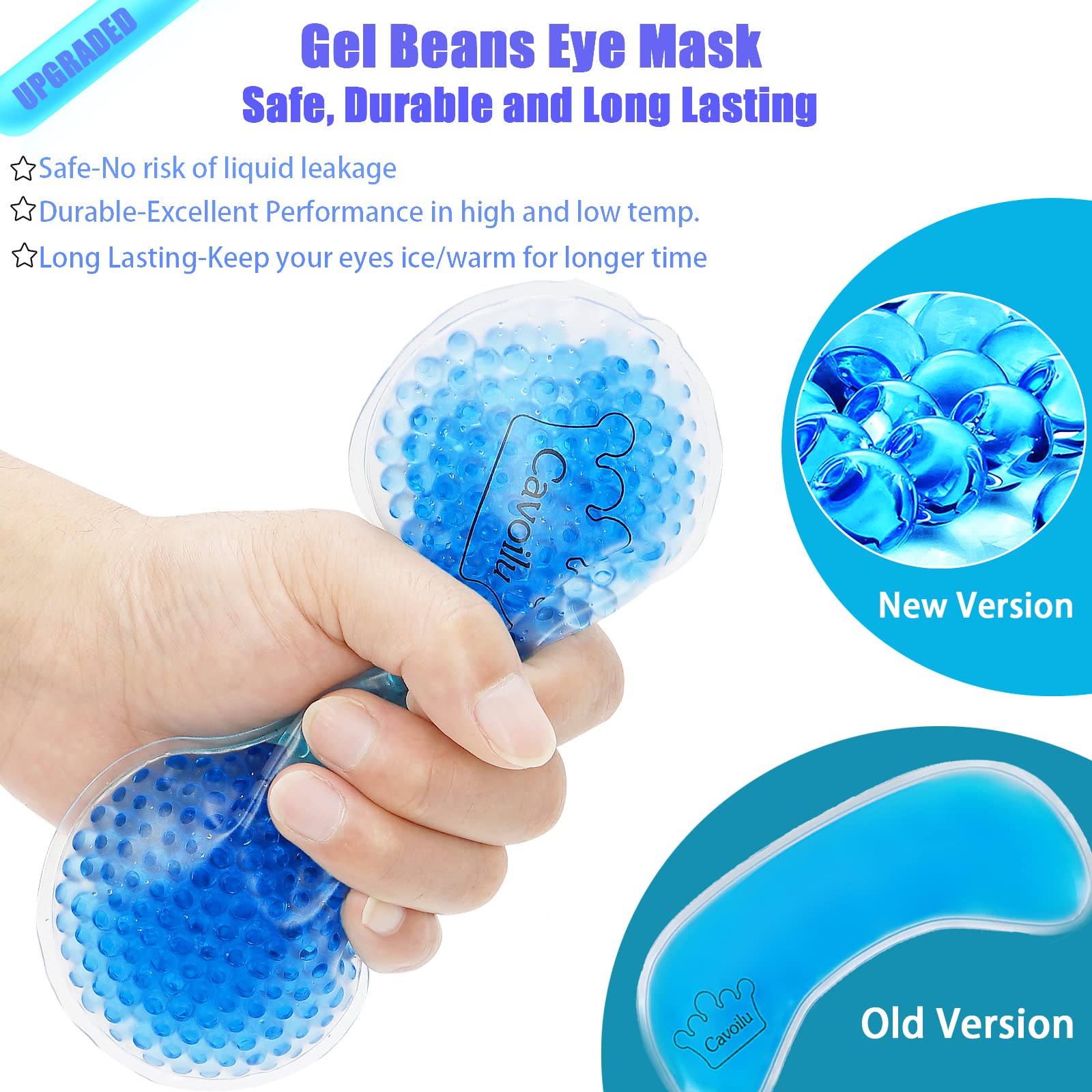 Cavoilu Cooling Sleep Mask w/Gel Eye Mask, Silk Eye Mask for Sleeping, Heated Eye Masks, Blindfold Eye Cover Sleeping Mask for H