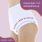 Wearever (3-Pack) Womens White Cotton Comfort Regular Absorbency 150 ml Incontinence Panties 8X (Fits Hip Sizes: 61-63)