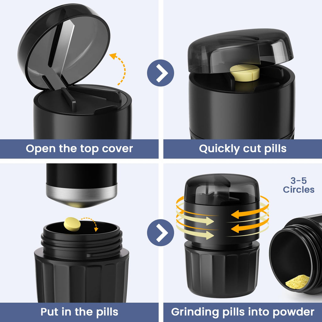 Renmingfed 3-in-1 Pill Crusher Pill Grinder Pill Cutter with Storage Box, Pill Crusher Pill Grinder Fine Powder, Pill Crushers f