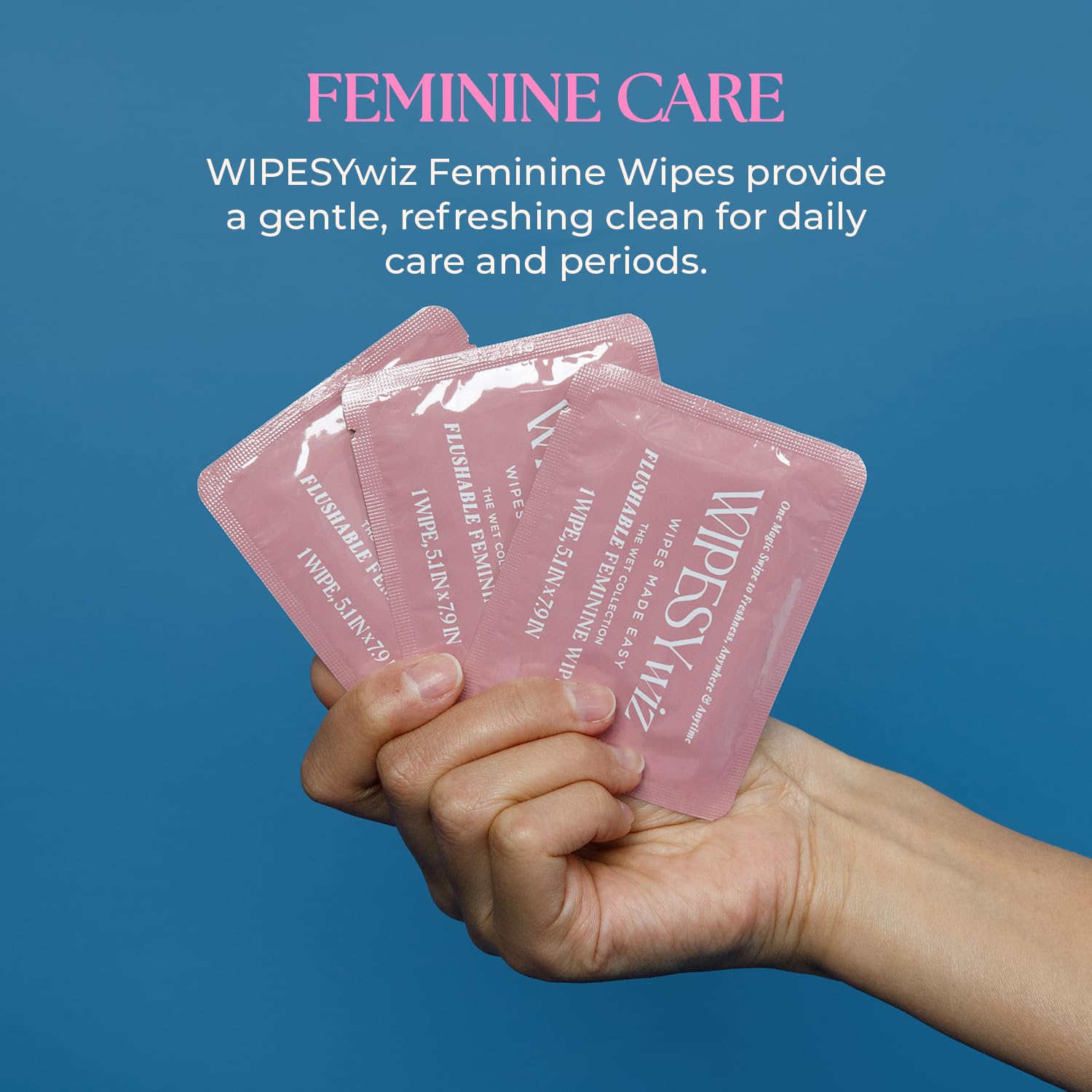 40 Count Flushable Feminine Wipes, Individually Wrapped Intimate Cleansing Wipes for Women | Travel Size For Period and Everyday