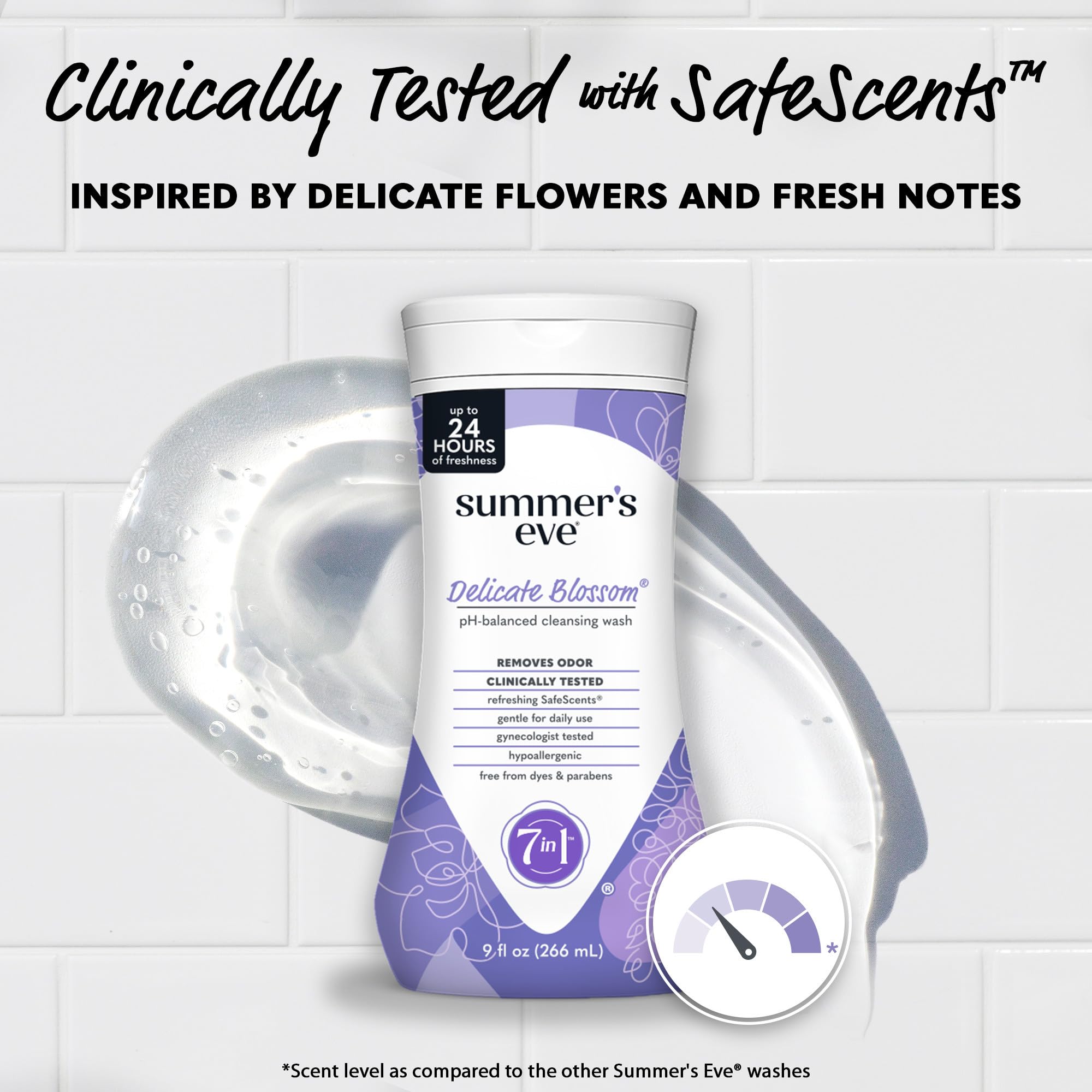 Summer's Eve Delicate Blossom Daily Refreshing All Over Feminine Body Wash, Removes Odor, Feminine Wash pH Balanced, 9 fl oz, 12